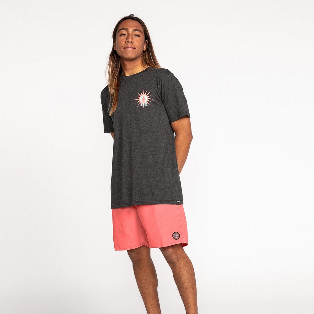 VOLCOM FUN BURN SHORT SLEEVE TEE - DARK BLACK HEATHER SIZE MEDIUM